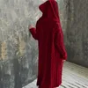 Mélanges de laine pour femmes hiver automne femmes tresse tricot Cardigan pull à capuche manteau avec poches couleur unie à manches longues pardessus vêtements d'extérieur pour femmes 230109