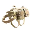 Colliers De Chien Laisses Harnais Militaire Avec Sac De Poche Gilet De Formation Pour Animaux De Compagnie Collier Souple Accessoires Réglables Pour Petit Medidum Drop D Dhnz6