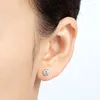 Stud Earrings Lnngy Classic 5mm/6.5mm Round Cut Moissanite 925 Sterling Silver For Women Earring Lady Fashion Gifts