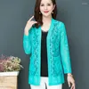 Kvinnans jackor #3518 Kimono Coat Women Summer Thin Cardigan Solid Color Perspektiv Kvinna Solskyddsmedel Spetsar Ytterkläder