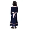 Ethnic Clothing Muslim Children Contrast Color Long Dress Dubai Abaya Turkey Islamic Girls Thobe Bolero Middle East Saudi Arabia Ethinc