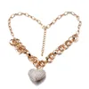 Hänghalsband Shefly högkvalitativ kubik zirkoniumhalsband hängsmycken CZ Crystal Heart Rose Gold Color Fashion Jewely Kolye XL069291