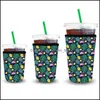 Drinkware Handle Custom Softball Pattern Iced Coffee Cup Sleeves Antidirty Insation Cold Kee återanvändbar och förkylning Drinkar Cups Drop Del Dhmms