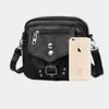 Shoulder Bags Phone For Women Small Leather Purses Vintage Girls Messenger Rivet Button Waist Bag Crossbody