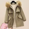 Women's Trench Coats Women's Windbreaker Nice Fall Winter Loose Hooded Thicken Coat Warm Add Velvet Female Jacket C1473