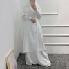 Etniska kläder Solid Color Muslim Two Piece Set Abayas toppkjolar Dubai Turkiet Kvinnor Jilbab Long Khimar Robe Kaftan Niqab Islam kläder