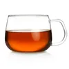 Muggar 300 ml Värmemotstånd Klar runda te Glass Cup Exquisite Mug Handmiterad transparent dricksuppsättning Kaffemjölk