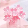 Gel Pens 6 Pcs/Lot 0.5Mm Kawaii Black Ink Cherry Blossoms Pen For School Office Writing Supplies Cute Stationery1 Drop Delivery Busi Dh1Dh