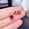 Studörhängen mode Little Star Moon Red Crystal Ruby Gemstones Diamonds For Women Girl Rose Gold Color Jewelry Accessories