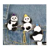 Pinnen broches hoeden panda's email pinnen grappige panda tas rapje pin kleren badge cartoon plezier dier sieraden cadeau voor kinderen drop levering ot8p2