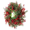 Dekorative Blumen-Kranz-Weihnachtstür-Beeren-Kranz-Front-künstliche Girlande-rote im Freienwinter-Kiefer-Feiertags-Dekor-hängende Stechpalmen-Fenster