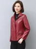 Women's Leather Women Jacket Autumn Winter Casual Fashion Stand Collar Plus Cotton Lining Slim Short Sheepskin Coat Spring Outerwear