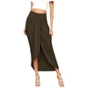 Kjolar mode hög midja slits wrap midi kjol kvinnor sommar streetwear casual split hem asymmetric long ladies 2023 #gh