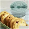 Ferramentas de pastelaria de cozimento S 8pcs/conjunto de cortadores de biscoitos robustos plástico reutilizável mtifuncional ondulado redondo moldes de massa diy para drop deli dhvgi