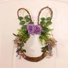 Couronne de fleurs décoratives de pâques, décoration murale pour porte de jardin extérieur, maison, roses violettes et feuilles vertes artificielles pour devant