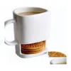 Set di tè caffè set tazze in ceramica set di biscotti bianchi latte tazza da tazza di biscotti laterale porta tasche per home office 250ml zwl64wll dro dhtgl