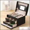 Jewelry Boxes Doublelayer Veet Box European Storage Large Space Holder Gift 2714 T2 Drop Delivery Packaging Display Ote2F