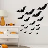 Décorations de noël 12 pièces décoration d'halloween 3D noir PVC chauve-souris fête bricolage décor barre salle effrayant accessoires autocollant mural
