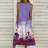 Abiti casual Fiori stampati lunghi per le donne Summer Beach Holiday Dress O Neck Big Swing Pocket Maxi Vestidos De Verano 2023