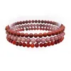 Strand Fashion Stone Bead Armband sätter 3 st / Set Women Girls Yoga Bangles 18-18,50 cm 4 mm Runda pärlor Carnelian smycken #10