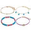 Anklets Bohemia Beaded Fish Drip Pendant Rope Multi-layers 4 Pcs Set Bracelet For Women Jewelry Foot Chain Sandals Accessories