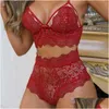 Otros Textiles para el hogar Conjuntos de sujetador de encaje para mujer Ropa interior sin costuras Chaleco sin espalda Bragas sexy Bralette Lencería Calzoncillos Ropa de dormir femenina Mujer Dh2W4