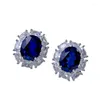 Orecchini a bottone 2023 Orecchini a bottone in argento 925 7 9 Sapphire Simple Atmosphere Jewelry