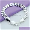 Link Chain 925 Sterling Sier 10mm Smooth Sidways Armband f￶r m￤n Kvinna Charm Wedding Engagement Party Fashion Jewelry 1273 T2 Dro Otzog