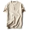 남자 Tshirts t 셔츠 여름 면화 tshirts 캐주얼 짧은 슬리브 중국 스타일 빈티지 V 목 티 플러스 사이즈 크기 대형 흑백 탑 230110
