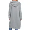 Kvinnors stickor Tees Autumn Winter Long Trench Coat Women Loose Hooded Overcoat Kvinnliga ytterkläder Fashion Windbreaker Cardigan tröja 230109