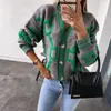 Femmes Tricots T-shirts Automne Hiver Tricoté Cardigan Mode Femmes À Manches Longues Lâche VNeck Chandail Épais Chaud Femme Vert Casual Imprimer 230109