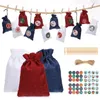 Christmas Decorations 24 Pieces Of 2023 Advent Calendar Bag Days Countdown Drawstring Reusable Gift