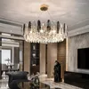 Chandeliers Nordic Crystal Round Chandelier Gold E14 For Dinning Living Room Center Table Bedroom Hanging Lamps Luxury Decor Lusters Fixture