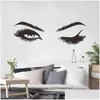 Stickers Muraux Art Stickers Haute Qualité Autocollant Mural Décoration De La Maison Fille Chambre Creative 1Set Jolis Cils Vivant Papier Peint Drop D Dhend