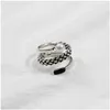Silver New Sier Spiral Natural Freshwater Pearl Rings Anillos For Women 925 Sterling Three Layer Twist Knitting Finger Ring Bijoux D Dhr81
