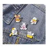 Pins Brooches Cat And Fish Enamel Pin Rabbit Mouse Cheese Metal Badges Bag Clothes Pins Up Jewelry Gift For Animal Lover Drop Delive Otkah