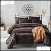 Bedding Sets Solid Satin Silklik Linen Court Style Bs43 Duvet Er Set Pillowcases Ers Twin King Queen Single 2/3 Pcs Drop Delivery Ho Otdcl