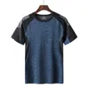 Herr t-skjortor Stylish O Neck Patchwork Color Men t-shirt mjuk kort ärm krymp resistent smal sport sportkläder för arbete