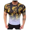 Camisetas masculinas Moda Summer Summer 3D Flowers Gradiente Men camisa Camisa de manga curta Tops masculino rosa rosa festa tee top mais tamanho 2023