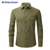 Camicie eleganti da uomo Verde militare da uomo Marca manica lunga da uomo Slim Fit Uomo solido Lavoro d'affari Roupas Masculinas di alta qualità