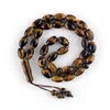 Link Bracelets Natural Stone Tiger Eye Beads Islamic Rosary Muslim Tasbih 33 Misbaha Tesbih Bracelet 8 12mm