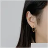 Silver Authentic 925 Sterling Sier Hollow Circle Earrings For Women Girls Geometric Irregar Concave Convex Oval Hoop Earring Drop De Dhat0