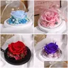 Party Favor Valentijnsdag Geschenken Rose Gift Box Creative Immortal Flower Glass ER -ornamenten Eeuwige en onverdraaglijke 4 kleuren Drop Dhmy9