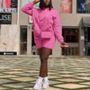 Dames tracksuits college dames comfortabele casual shorts pakken winter solide kleur lange mouw pocket trui taille sporten