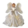 Christmas Decorations Rustic Angel Tree Topper Delicate Top Statue With LED Light Decoration For Holiday