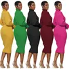 Nouvelles robes de strass de femmes High Col Collier Maxi Strap en tricot et Vêtements Viens Vestidos Largos Elegantes Sexe Skims Designer Black Robe pour femmes
