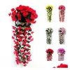 装飾的な花の花輪バイオレット人工花シミュレーションウォールハンギングバスケットORC偽のシルクの花の花1ドロップデリバリーGA DHEZV