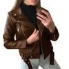 Women's Down Parka Casual Jackets Korean Version Slim Pu Leather Jacket Women'S Motorcycle PU Short Coat Streetwear 230109