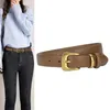 Bälten Vintage Luxury Leather Belt för kvinnor Fashion Coat Jeans Accessories Girdle Gothic Punk Y2K Pin Buckle Cowhide Midjeband Kvinna