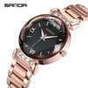 Montres-bracelets de luxe Sanda marque dame montre en cristal femmes robe mode or Rose montres à Quartz femme en acier inoxydable 1002